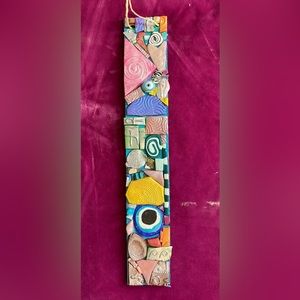 Handmade Polymer Clay Mosaic Art “Protection”   Plaque Original On Wood